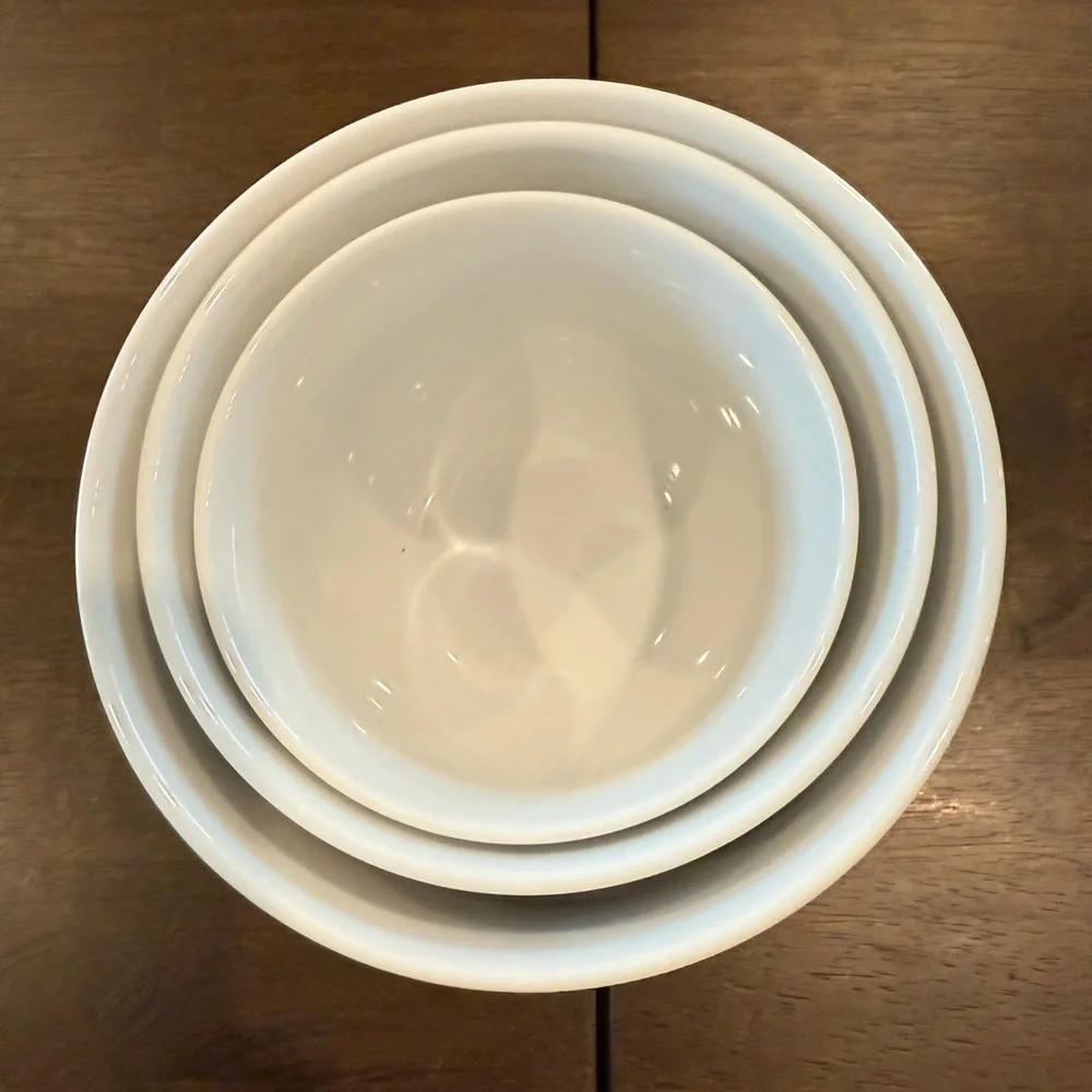 CRATE & BARREL White and Red Holiday Bowls Set